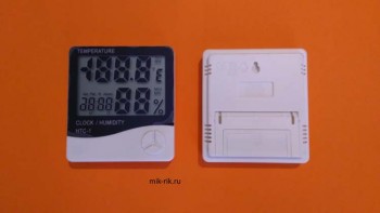 Цифровой термометр-гигрометр,часы HTC-1